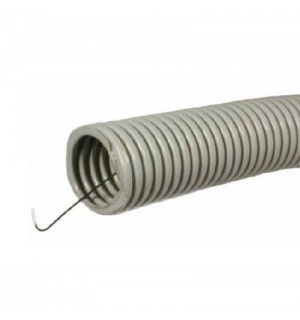 Труба ПВХ гофро с зондом D16(100м) сер КУСОК 1,4м