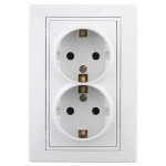Розетка 2-м накладная 16А PLano 1-205-01 IP20 250B 2*2P+E бел