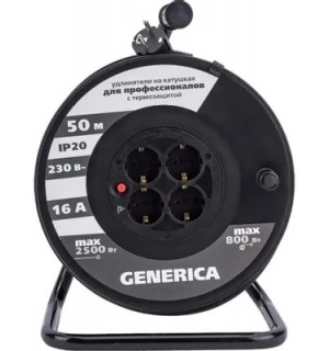 Удлинитель на кат. 4*50м 2Р+РЕ УК50 GENERICA