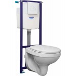 Инсталляция Alkaplast 4 в 1 ПЭК Альфа комф (бел кнопка.монт.рама,унитаз подв,сид.микр)SANTERI