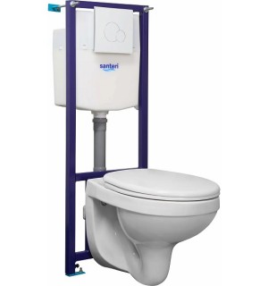 Инсталляция Alkaplast 4 в 1 ПЭК Альфа комф (бел кнопка.монт.рама,унитаз подв,сид.микр)SANTERI