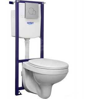 Инсталляция Alkaplast 4 в 1 ПЭК Альфа комф (хром кнопка.монт.рама,унитаз подв,сид.микр)SANTERI