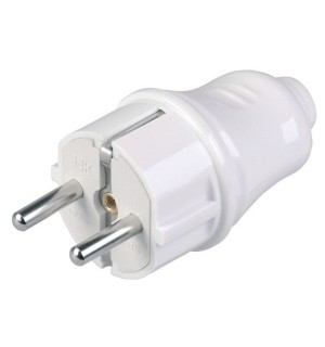 Вилка эл. с/з прям.бел. 16А разборная