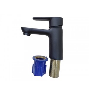 Смеситель для умывальника RUSANT картридж d35,гайка,черный,хром (латунь)