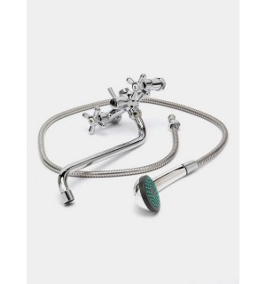 Смеситель для ванны aQuaDv 202-02,двухручковый,излив 30см,кран-букса,эксцентрики