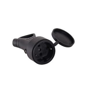 Розетка кабельная  с крышкой с/з каучук IP44 16А Вихрь