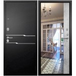 Дверь мет. АНТАРЕС толщ 106мм, мин вата букле черный штукат светлая 970R правая