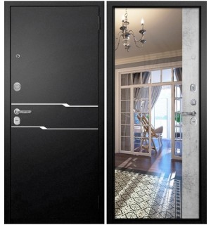 Дверь мет. АНТАРЕС толщ 106мм, мин вата букле черный штукат светлая 970R правая