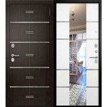 Дверь мет. РИВЬЕРА толщ 106мм, мин вата муар черный САМСОН белое дерево 970L левая