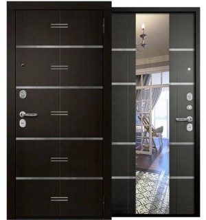 Дверь мет. РИВЬЕРА толщ 106мм, мин вата муар черный САМСОН венге 970L левая