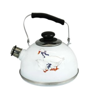 Чайник эмаль 3,5л. со свистком бел/черн гуси