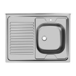 Мойка нерж. Наклад. 80*60 Правая 0,5мм. с отв без сифона Юкинокс