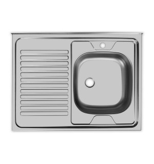 Мойка нерж. Наклад. 80*60 Правая 0,5мм. с отв без сифона Юкинокс