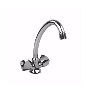 Смеситель для кухни CASCATA SERRA двуручный керам.затвор хром