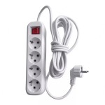 Удлинитель 4*3м с выкл белый ПВС 3*1 STEKKER