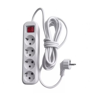 Удлинитель 4*3м с выкл белый ПВС 3*1 STEKKER