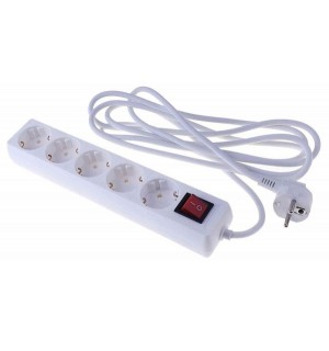 Удлинитель 5*5м с выкл белый ПВС 3*1 STEKKER