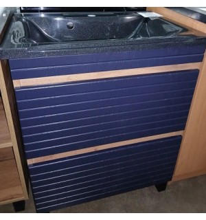 Тумба+умыв. Сальвадор темно-син/дерево 650 + умывальник Амадей 650 (черный металлик)