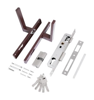 Замок врезной с ручкой 8520.01.8017  85мм, для КАЛИТКИ кл/кл коричневый стандарт/20