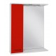 Зеркало-шкаф Офелия 55см шкафчик слева Волна 3D красный металлик