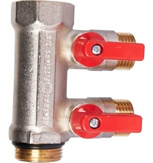 Коллектор НВ 1" 2х 3/4"с вентилями