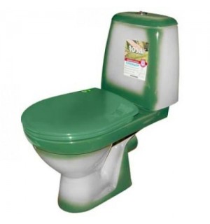 Унитаз-компакт Комфорт Плюс Зелёный декор (армат+сиденье) вып./косой, под./нижняя  (Киров) ROSA