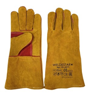 Краги спилковые WS желто-красные утепленные